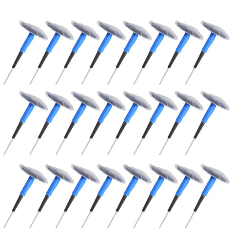 24 heavy duty rubber mushroom plugs for tubeless tire repair in blue and gray, part of the 24 Piece Universal Tubeless Tire Puncture Repair Kit. Slash Those Flat Tires Without The Headache With This Sick 24 Piece Universal Tubeless Tire Puncture Repair Kit Featuring Heavy Duty Rubber Mushroom Plug Patch Gum For Cars Motorcycles And EVs Straight To Safe Riding.