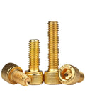Heavy Duty M8 X 12mm Hex Socket Cap Screws With Slick Titanium Gold Plated Finish Built From Rock Solid 12.9 Grade Steel Boss Level Fasteners For Weekend Warriors And Pro Shop Builds 130 Pack shown in gold finish.