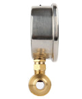 Side view of Glycerin Filled Two And A Half Inch Pressure Washer Gauge Kit Pro Grade With 0-6000 PSI and anti-vibration design.