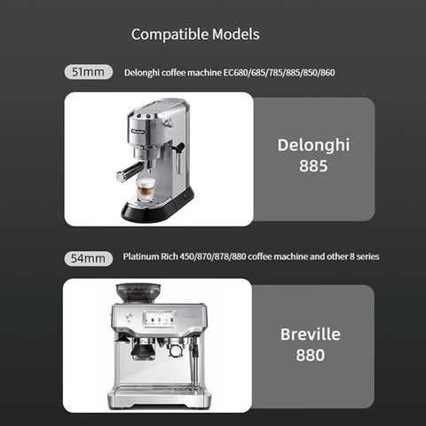 51mm Silicone Steam Ring Replacement for Espresso Machines compatibility chart with Delonghi EC885 and Breville 880