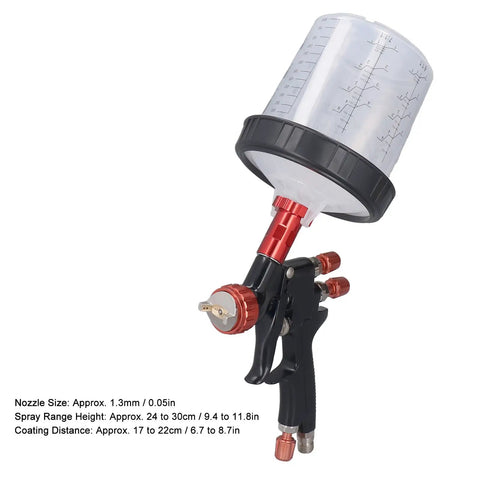 Aluminum Alloy Body Air Paint Sprayer With Stainless Steel Head Adjustable Amplitude Pro Grade Car Spray Gun, 1.3mm nozzle