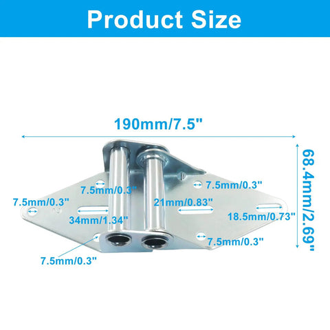 Heavy Duty 2 Pack Garage Door Hinge Replacement Parts Built From 14 Gauge Steel With Rust Resistant Galvanized Finish For Tough As Nails Durability And Heavy Lifting Capability, showing dimensions and details.