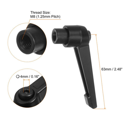 8 Piece Adjustable Clamping Lever Handles Set With M8 Female Thread Knobs Rotating Screw Locking Quick Release Ratchet