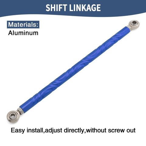 Adjustable Shift Linkage Rod For 1986 And Up Touring Softail Trike Ride Ready Fits Road King Road Glide Street Glide Electra Glide FXLRS Fat Boy Breakout Night Train Blue, aluminum