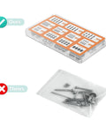 Universal TV Mount Hardware Kit Featuring M4 M5 M6 M8 Screws And Spacers In A Sturdy Organizer Box Showing quality packaging.