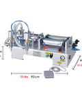 Heavy Duty Horizontal Pneumatic Piston Liquid Filling Machine Stainless Steel Double Head Zero Mess Auto Bottle Filler For Water Juice with foot switch and controls.