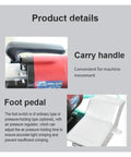 0.5 To 0.6 Mpa Pneumatic Crimping Machine For Insulated Tube Terminals With Replaceable Jaws showing carry handle and foot pedal details.