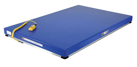 Pro Grade Electric Hydraulic Lift Table With 36 By 84 Inch Platform And 4000 Pound Heft crafted as a rock solid shop workhorse, blue platform.