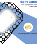Mega Bright 19800LM LED Garage Light material and SMD 2835 chip detail for E26 E27 Bases 6000K Daylight