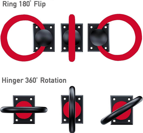 Rotatable Matte Black Gate Pull Handles With Dual Motion Flip 180 And Rotate 360 for Sliding Barn Doors, Flush Flat When Not In Use