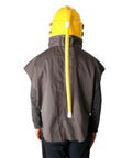 Back view of Sandblast Helmet With Air Supplied Hood And Protective Cloak For Sandblasting Safety Work Durable ABS Construction