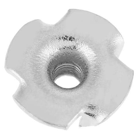 Close-up of 100 Pieces T Nuts Carbon Steel Zinc Plated Four Prong For Wood And Chipboard Woodworking And Furniture M5 Size Durable Rust Resistant