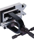 Hardened Steel Multi Use Vee Block And Clamp Set With Precision Ground Finish For Pro Machinists Central Ground V Groove Pin Removal Hole And Four Three Eighths Inch 16 Tapped Holes, angled clamping setup