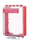 High Vis Wall Case For Fire Sprinkler Shut Off Tool Heavy Duty Polycarbonate enclosure with clear front, measures 5.43 by 7.55 by 3.3 inches.