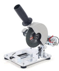 Portable Mini Table Saw Featuring Adjustable Zero To Forty Five Degree Angle Guide for precise cuts in wood and plastic.