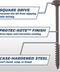 Protec-Kote Outdoor Pocket Screws 2-1/2 Inch Coarse Thread With Maxi-Loc Head features labeled for strength and durability