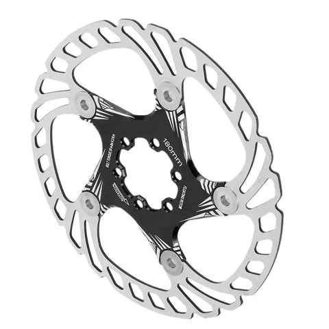 Premium Mountain Bike Disc Brake Pads For Hydraulic And Mechanical Systems Rock Solid Five Nail Design close-up view of 180mm rotor.