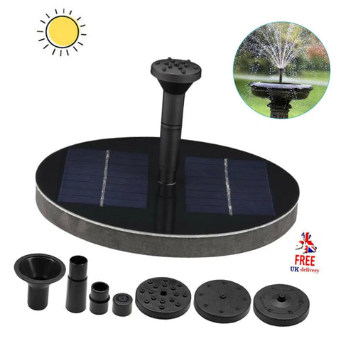 1.6W Solar Pond Fountain Pump For Ponds Gardens Aquariums And Hydroponics High Flow 200L Per Hour With 60cm Spray shown with accessories