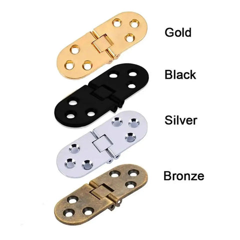 Gold, black, silver, and bronze 180 Degree Flush Cabinet Door Hinge Semicircle Design with smooth operation, seamless look.