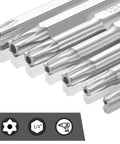 Close-up view of 10 Piece Security Torx Bit Set T6 Through T40 With One Quarter Inch Hex Shank Magnetic Tamper Proof Star Bits