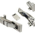 2 Pack Cabinet Hinge For Glass Doors, Galvanized Steel Furniture Hinge Set, 125 Degree Opening, durable heavy duty hardware