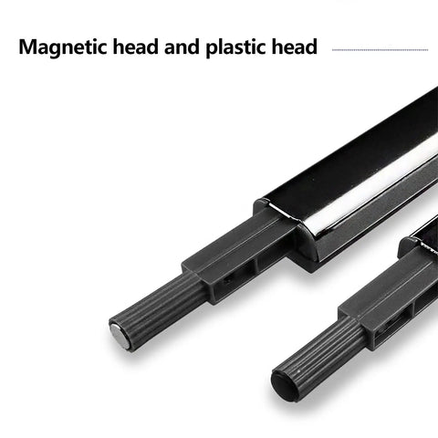 Magnetic Push To Open Cabinet Door Latch Handleless Easy Install Cabinet Hardware with magnetic and plastic head details