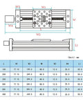 Diagram of 200mm 4080U Z Axis Screw Slide Table Linear Actuator Kit dimensions for CNC routers, 3D printers, all metal construction