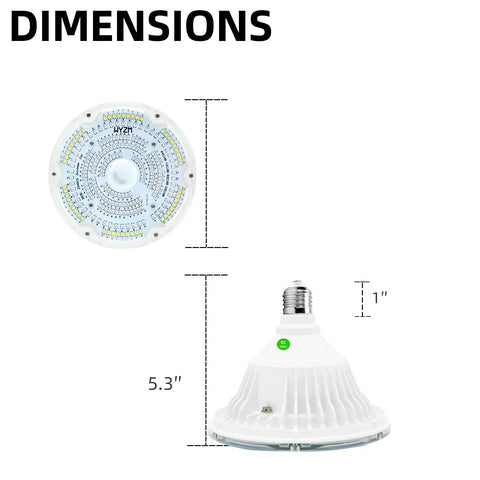 Dimensions of 120V Multi Color LED Pool Light Bulb With Remote for inground pools, showing bulb height and diameter.