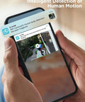 Smartphone displaying Killer Wireless Outdoor Security Camera System 2K Battery Powered Spotlight motion alert