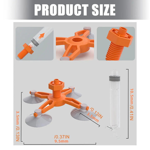 Effortless Windshield Repair Kit For Scratches And Chips, Quick Fix Set, orange applicator, suction cups, resin tube