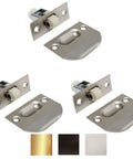 3 Pack Adjustable Roller Catch for Furniture and Closet Doors, Cabinet Strike Plate and Screws Included, Satin Nickel Finish
