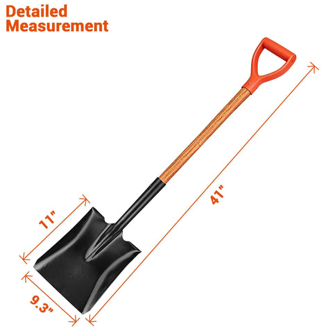 41 Inch Square Shovel With Hardwood Handle And D Grip For Gardening Landscaping And Construction Tasks Heavy Duty Digging