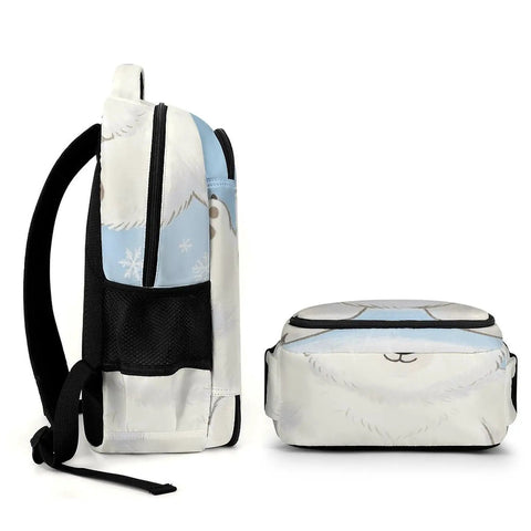 Side view of Waving Polar Cub Printed Unisex Backpack With Large Capacity Durable Polyester Daypack For School Travel And Everyday Use