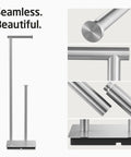 Freestanding Toilet Paper Holder Stand With Reserve Storage In Rustproof Stainless Steel Brushed Finish for Bathroom.