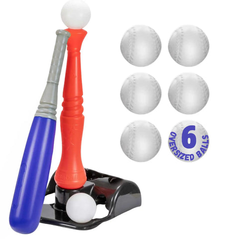 Kids Tball Set With Tee Oversized Bat And Six Oversized Balls For Ages 3 To 5 And Toddlers Easy Hit Practice Outdoor Play Toy