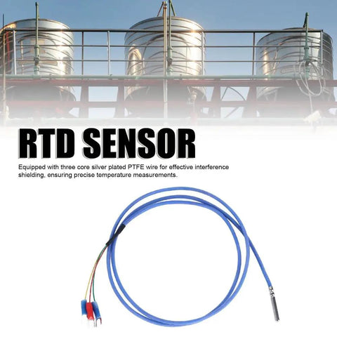 Image of a PT100 Temperature Sensor Probe RTD 4x30mm Waterproof Rugged Built To Last Industrial Grade With Silver Plated PTFE Wire 1m Cable.