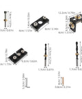 Adjustable Dowel Jig Kit With Precision Drill Guide Locator For Woodworking parts showing measurements, aluminum construction for accurate hole drilling.