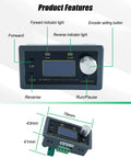Front view of ZK-SMC04 stepper motor controller in dark gray housing with LCD screen and large knob