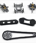 1533 Piece Technical Parts Building Block Set with gears, cross axles, wheels, connectors, and chain links displayed