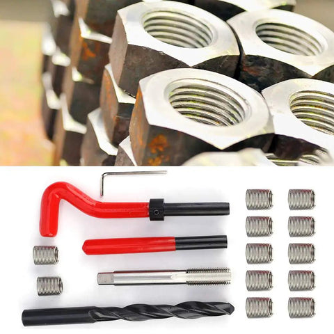 Stainless Steel Thread Repair Kit for M12x1.25 Threads, All In One Tap Insert Tool Set With Twisted Drill and Inserts