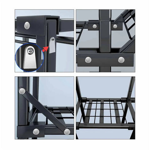 Heavy Duty Portable Fabric Wardrobe Featuring Top Notch Carbon Steel Frame And Zero Hassle Instant Assembly for sturdy metal joints close-up.
