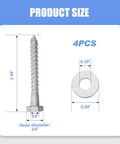 Heavy Duty Wood Lag Screws Kit Three Eighths Inch By Three Inches Hex Head Lag Bolts With Washers Hot Dip Galvanized Four Pack