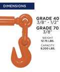 Heavy Duty Chain Binder With Swivel Hooks For Flatbed Tiedowns, Ratchet Load Binder For Trucks And Trailers, 9,200 Lbs Working Load Limit, Orange, Built Tough For Rugged Daily Use.