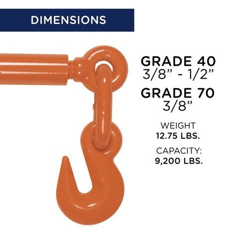 Heavy Duty Chain Binder With Swivel Hooks For Flatbed Tiedowns, Ratchet Load Binder For Trucks And Trailers, 9,200 Lbs Working Load Limit, Orange, Built Tough For Rugged Daily Use.