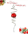 Gazing Ball Spiral Wind Spinner With Stainless Steel Tail, Hanging Swivel Hook, Weather Resistant Indoor Outdoor Decor In Silver And Red, 13 Inch Overall Height, 2 Inch Glass Ball, 2.5 Inch Spiral hanging red glass ball
