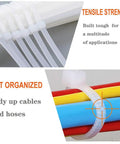 Heavy Duty Nylon Cable Zip Ties 8 Inch Self Locking Wire Ties UV Resistant 50 Lbs Tensile Strength 100 Pack for Cable Management