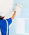 Person painting a wall near a Heavy Duty Plastic Access Panel For Drywall 18x18 Inch Removable Wall Door.