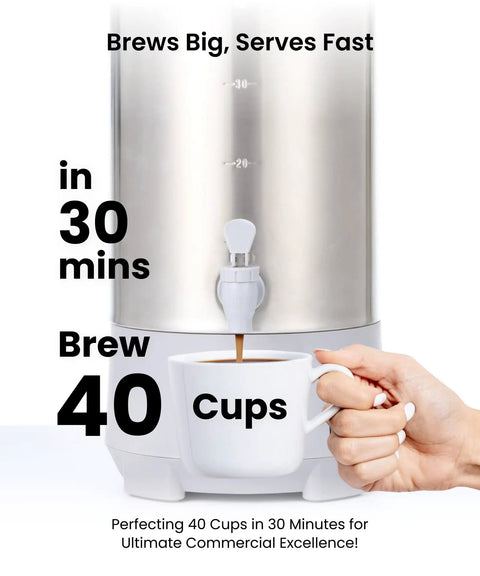 Commercial 6L Coffee Urn For Catering With Percolator Removable Filter Stainless Steel Cool Touch Handles Easy To Clean Hot Water Dispenser Serves 40 To 50 Cups Heavy Duty Workhorse Beverage Station For Offices Events And Restaurants
