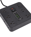 Flat Head Power Strip With 12 Ac Outlets And 4 Usb Ports, Multi Device Charging Station For Home Office Dorm Room and Gaming Setup, EtL Surge Protector Knocks Out Cord Chaos Fast.