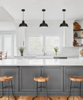 Black Industrial Pendant Lights Set Of 3 Modern Farmhouse Ceiling Fixtures over a kitchen island